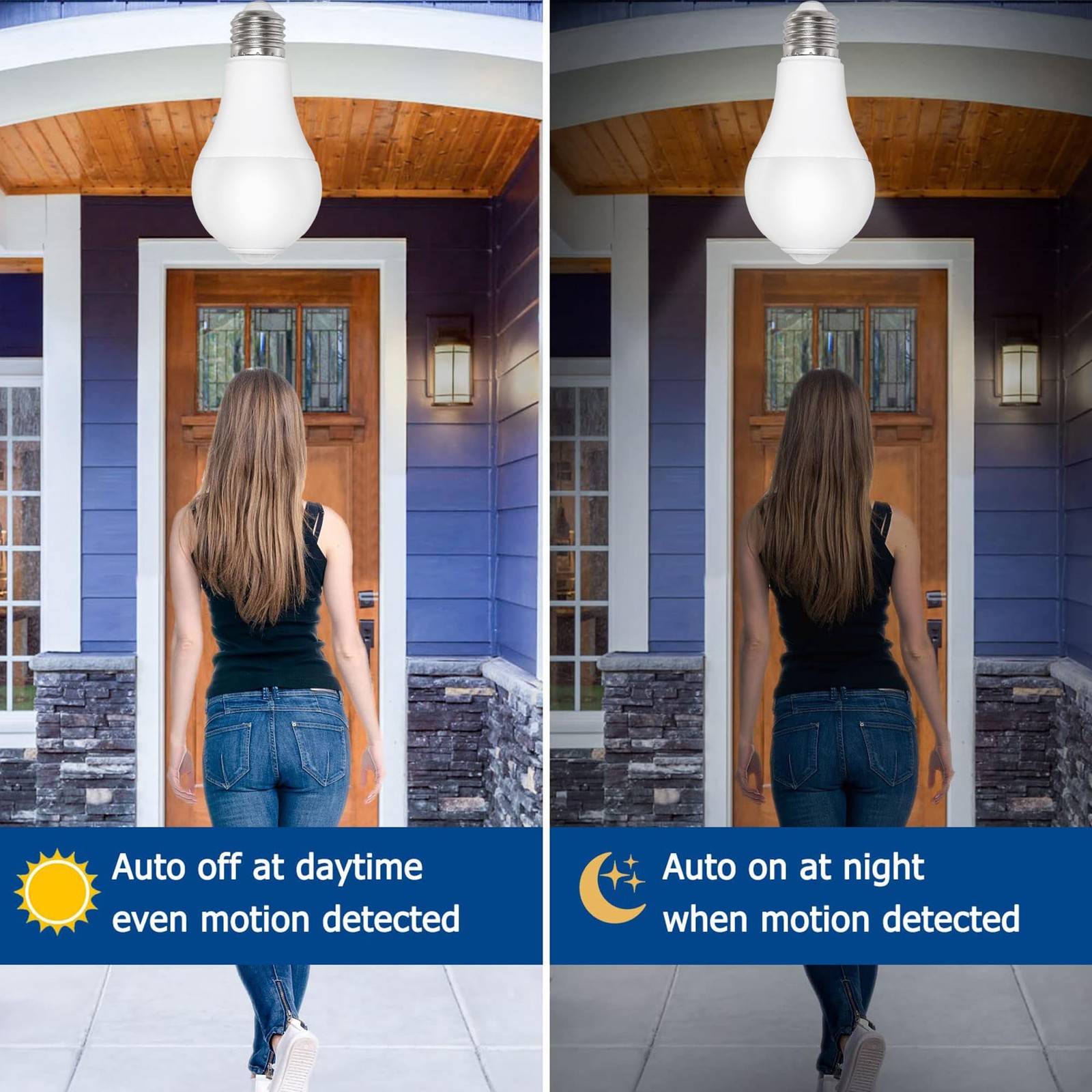 Motion Sensor Light Bulbs – 9W (60W Equivalent) E26 A19 Pir 5000k
