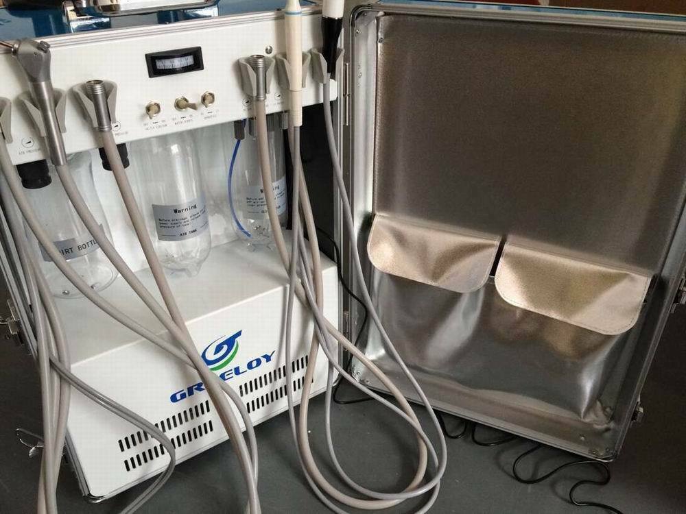 Greeloy Dental Unit with Air Compressor Ultrasonic Scaler Curing Light 4 Hole US
