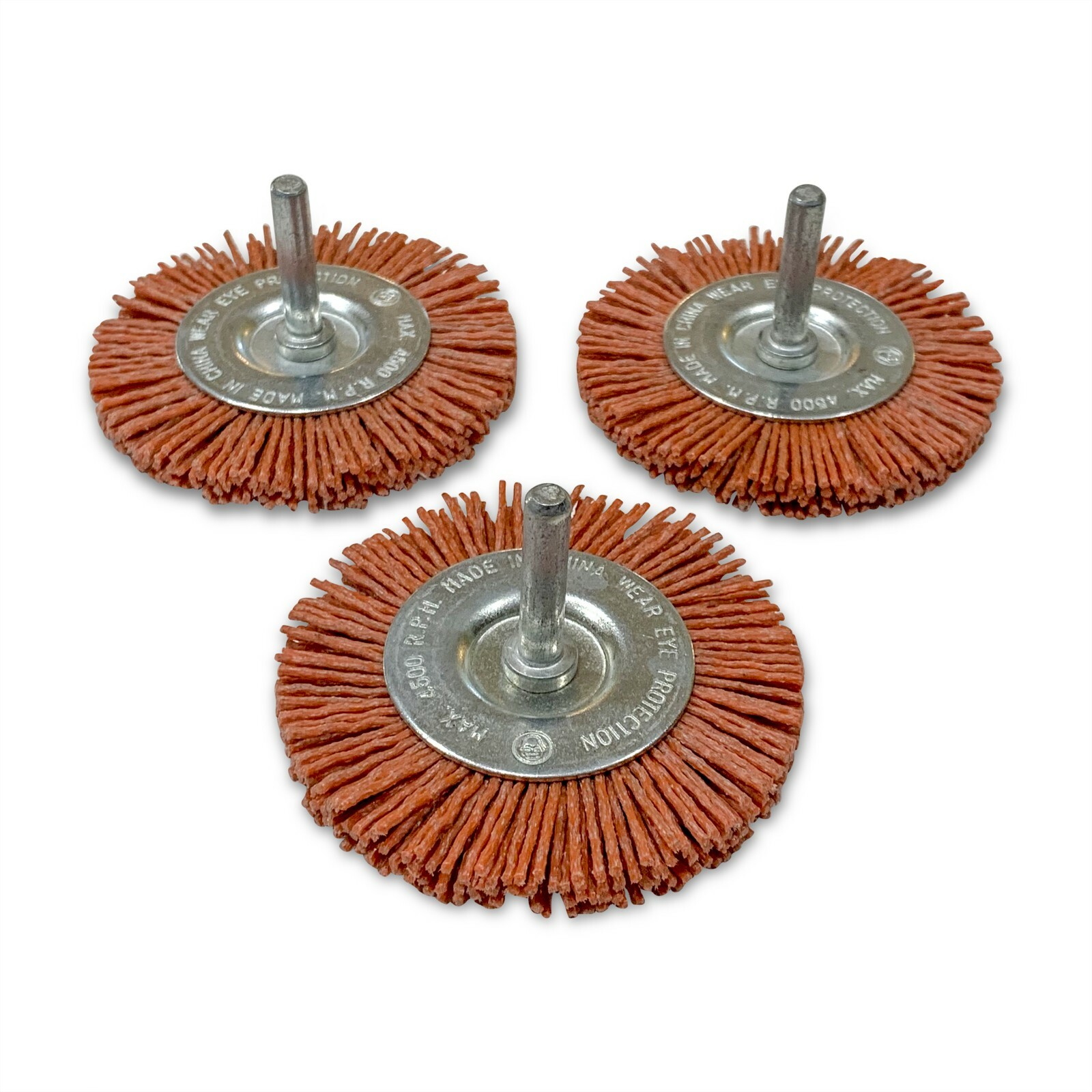 3″ Nylon Flat Brush 1/4″ Shank Extra Coarse 3 Pack Abrasive Drill Brush Wheel