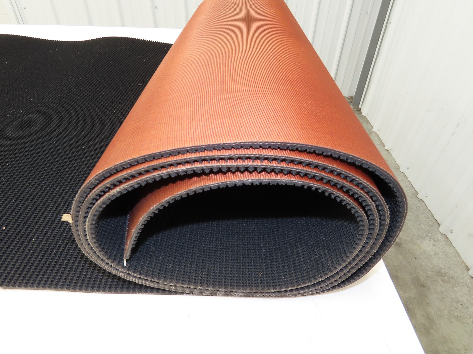 34″W x 12′ 4″ Grip-Top Incline Conveyor Belt Laced 2-Ply Black Rubber PHR2-160
