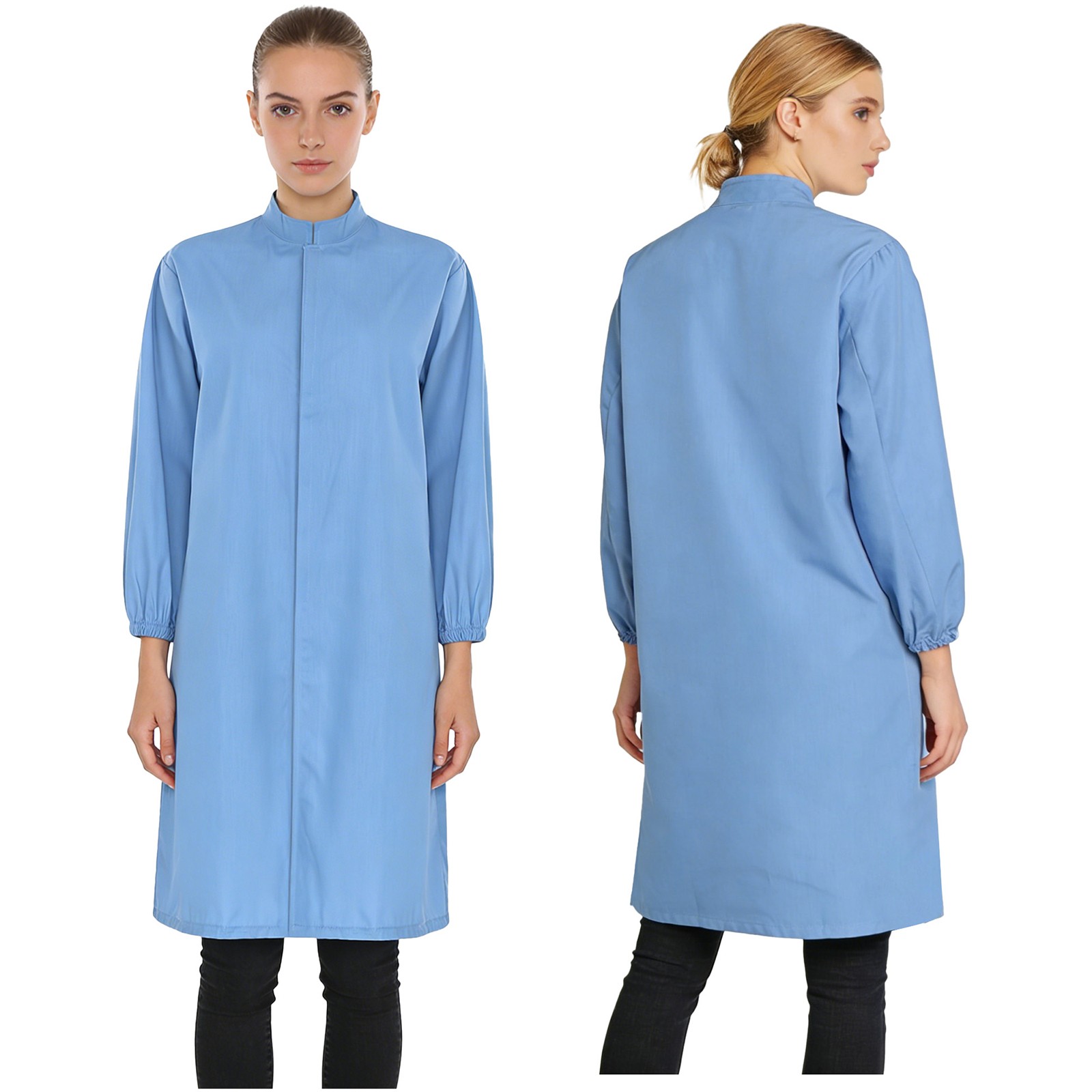 Unisex Lab Jackets Long Sleeve Front Hook-loop Fastener Protective Workwear