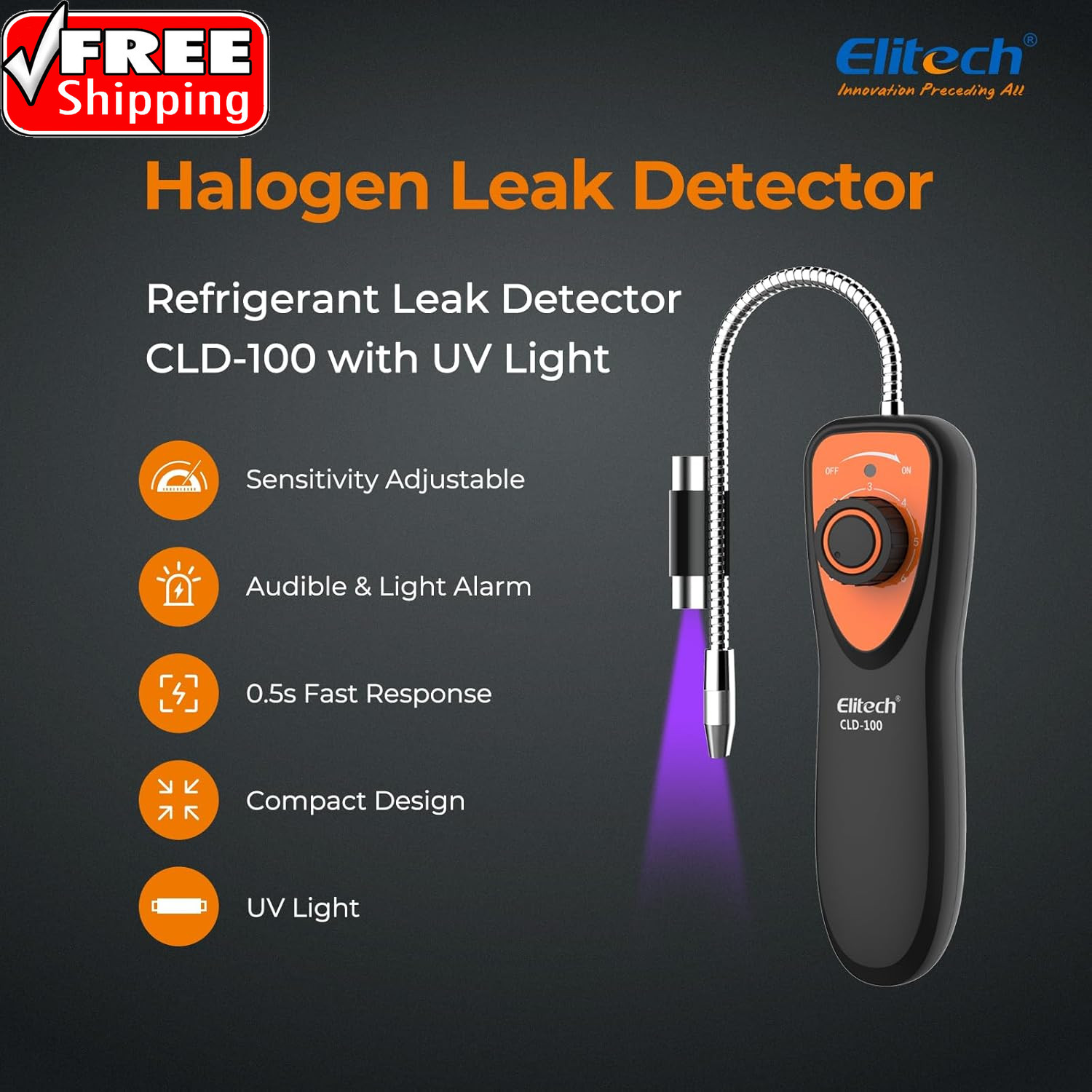 Refrigerant Leak Detector, CLD-100 Freon Leak Detector Car HVAC Halogen Refriger