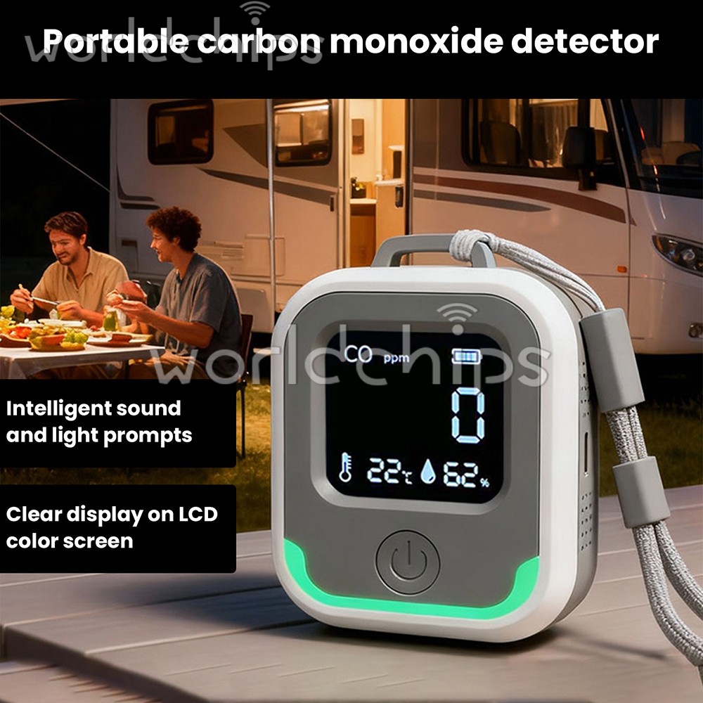 Air Quality Monitor 3-in-1 Carbon Monoxide Detector Temperature Humidity Alarm
