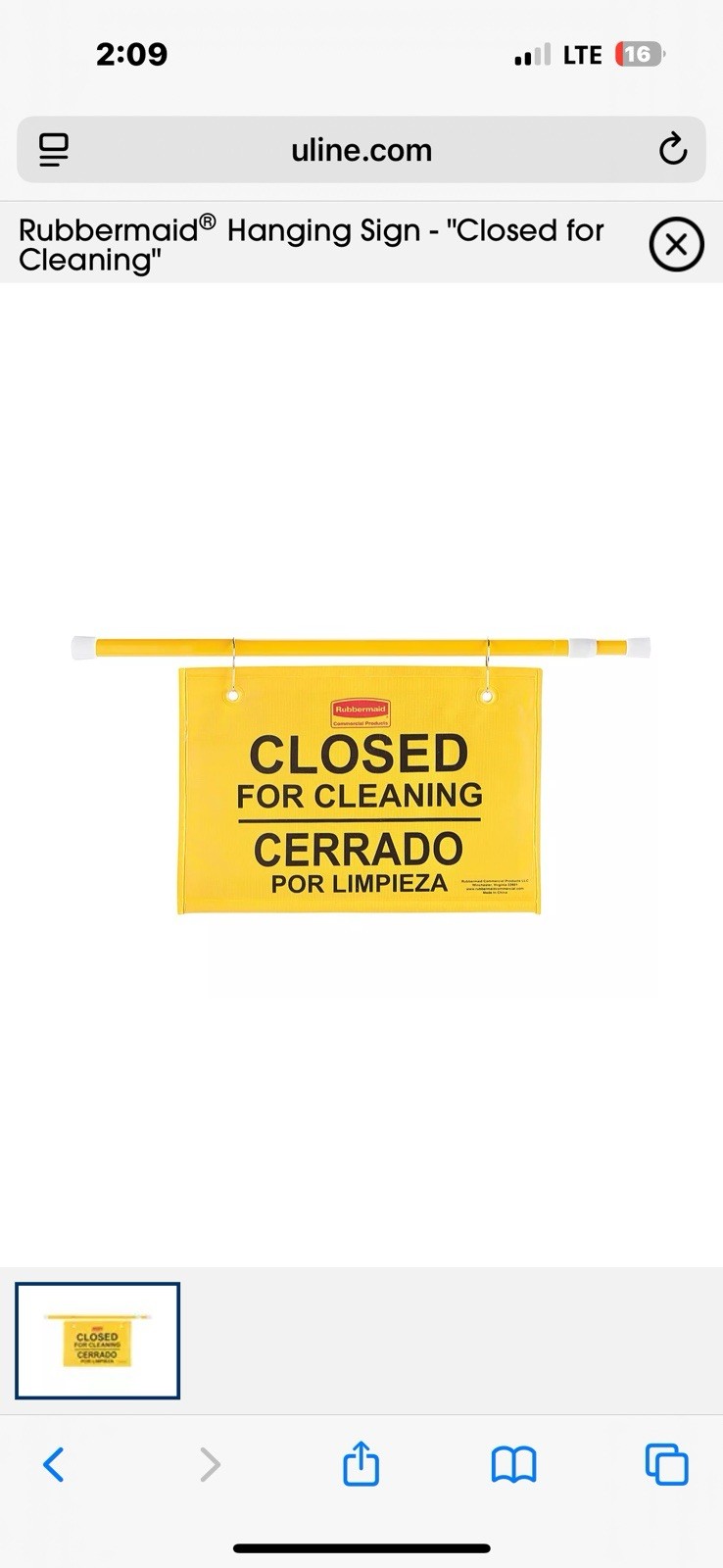 Rubbermaid FG9S1600 Multilingual Closed for Cleaning Safety Sign