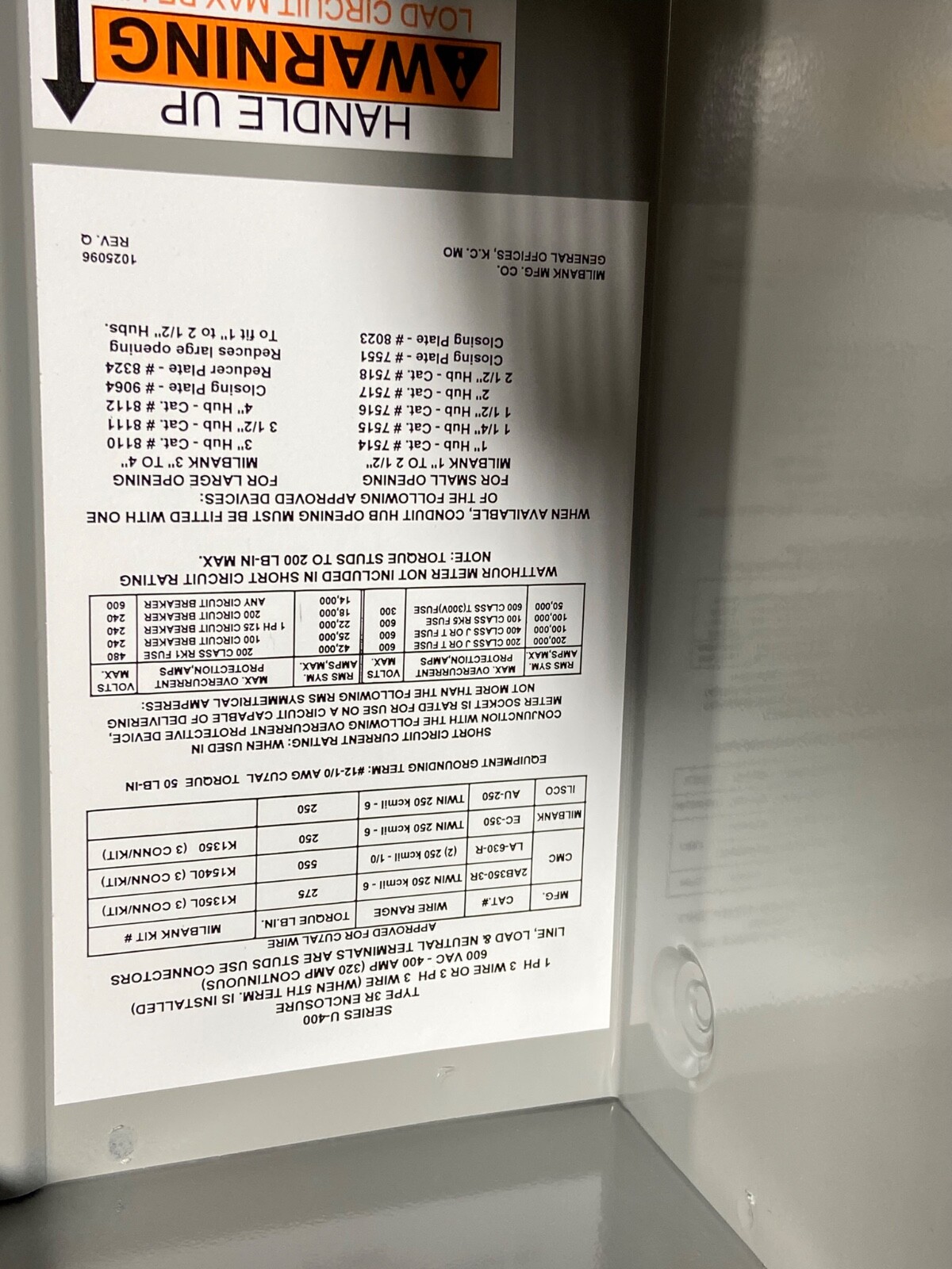 Milbank 320 amp Meter Base 4 Terminal 