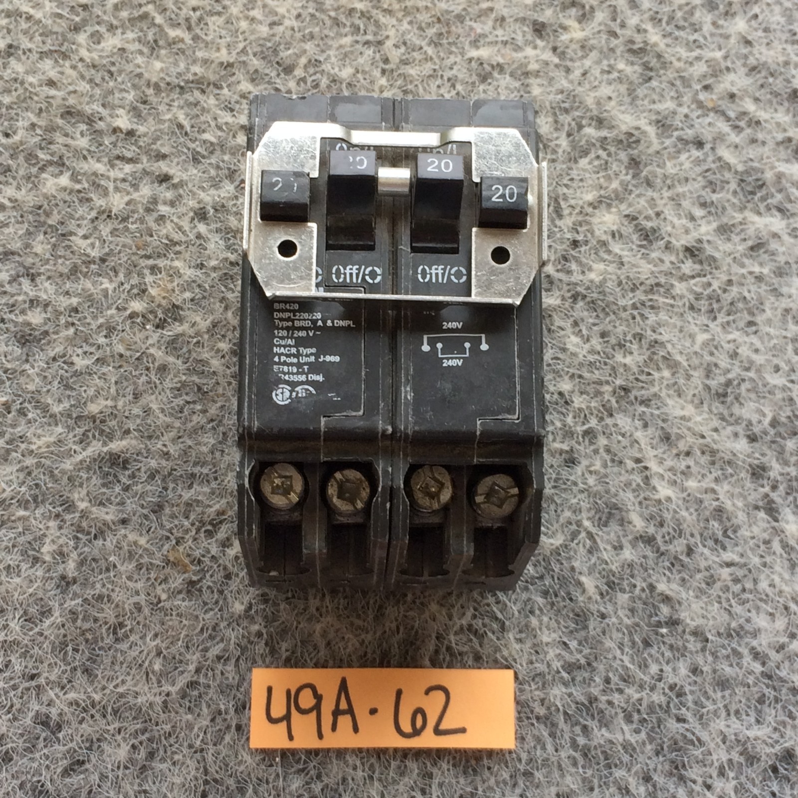 Eaton BR420 Plug-On Mount Type BR Circuit Breaker 4-Pole 20 Amp 120/240 Volt AC