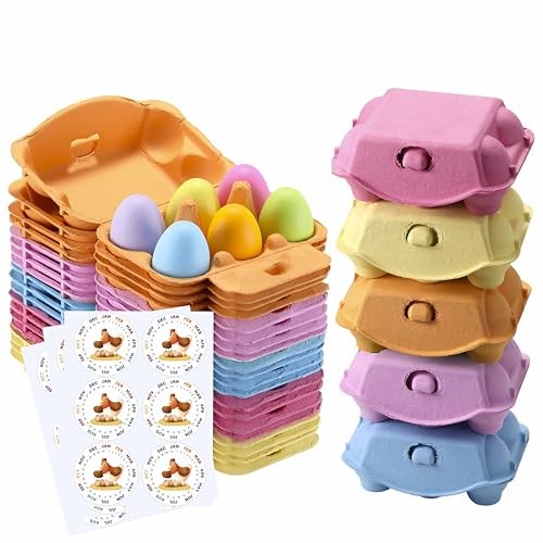 20 Pack Colored Egg Cartons Half Dozen 6 Count Vintage Easter Pulp Paper