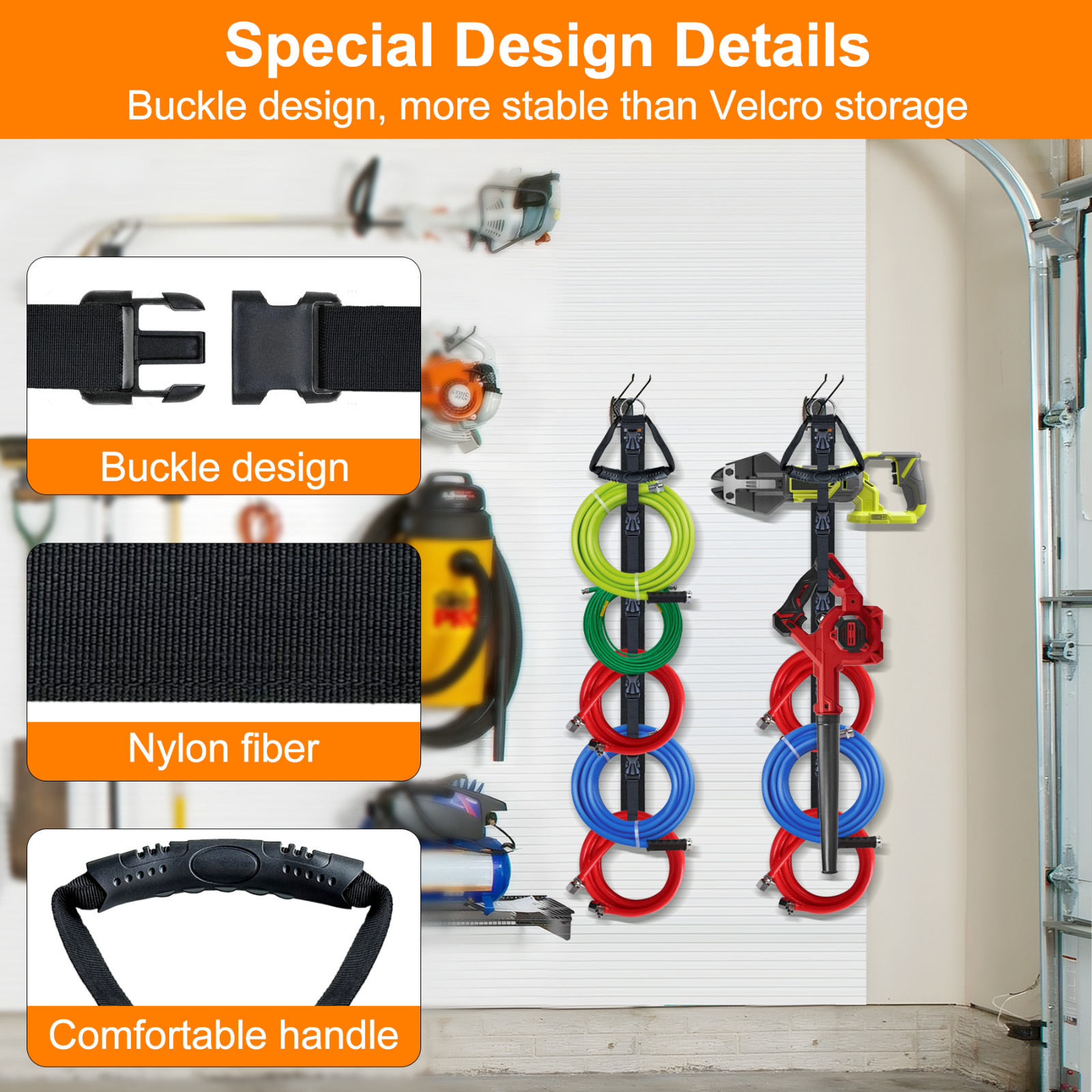 Extension Cord Organizer, 2 PCS Extension Cord Hanger with 5 Slots with gloves