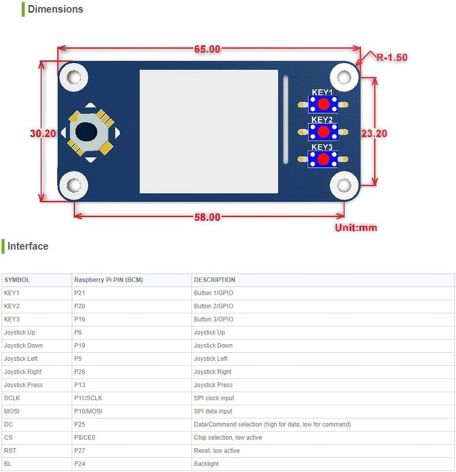 1.3Inch IPS LCD Display HAT for Raspberry Pi 240X240 Pixels