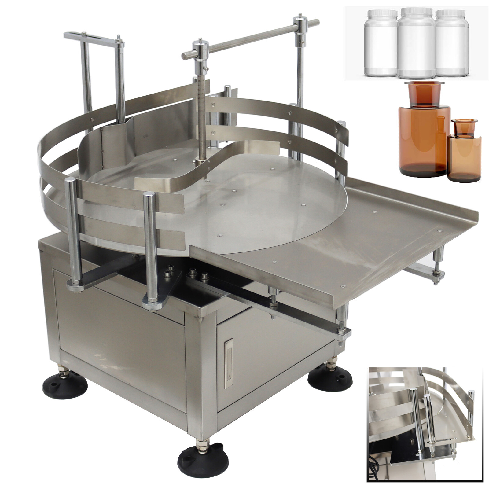 23.6» Desktop Automatic Bottle Organizer Sorter Collection Turntable Table 110V