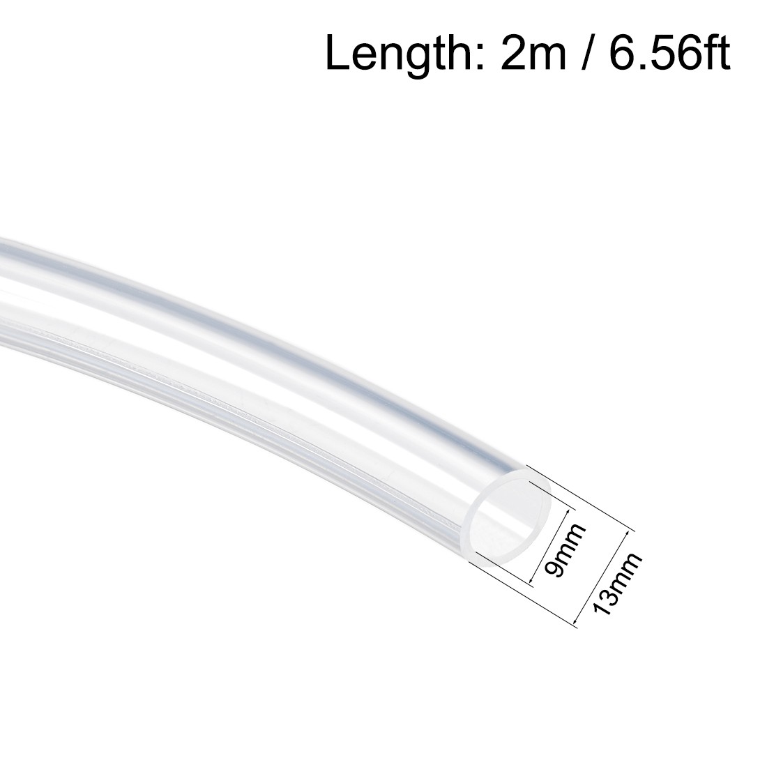 Silicone Tubing 9mm ID X 13mm OD 6.6ft 2m Flexible Silicon Tube Air Hose Clear