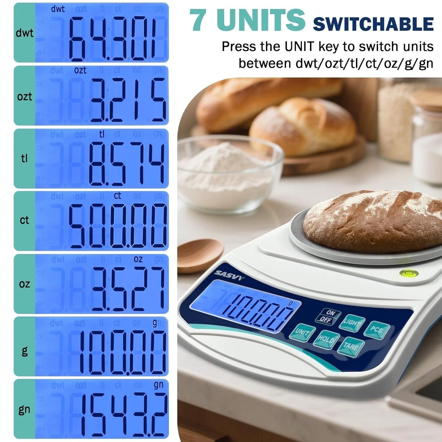 Digital Lab Scale 1000g x 0.01g oz/g/ct/DWT/tl/gn/ozt Precision Electronic Sc…