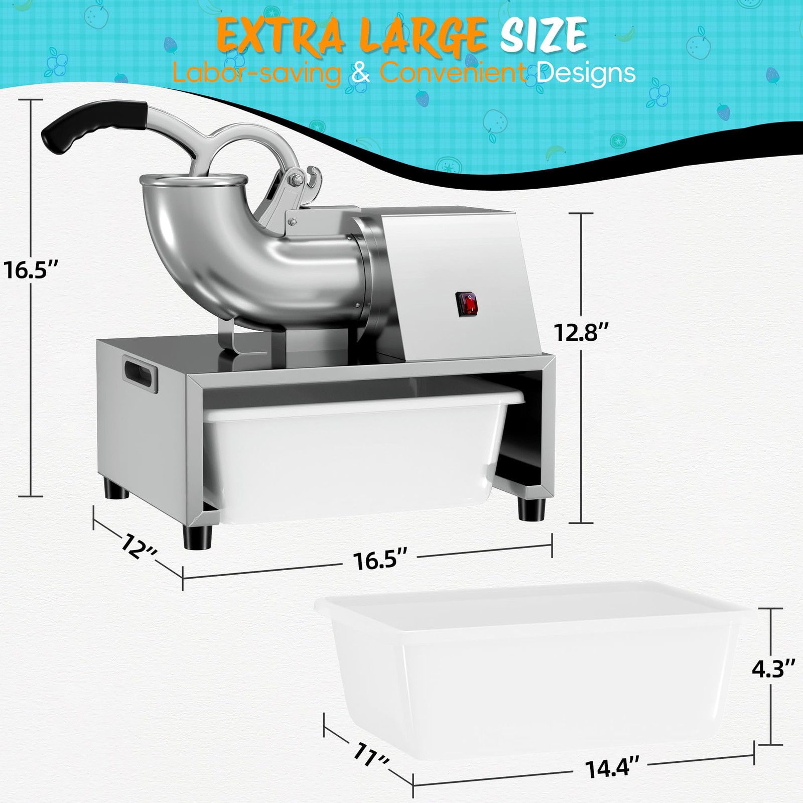 Snow Cone Machine Shaved Ice, 500LB/H Commercial Ice Crusher Shaved Ice Machi…
