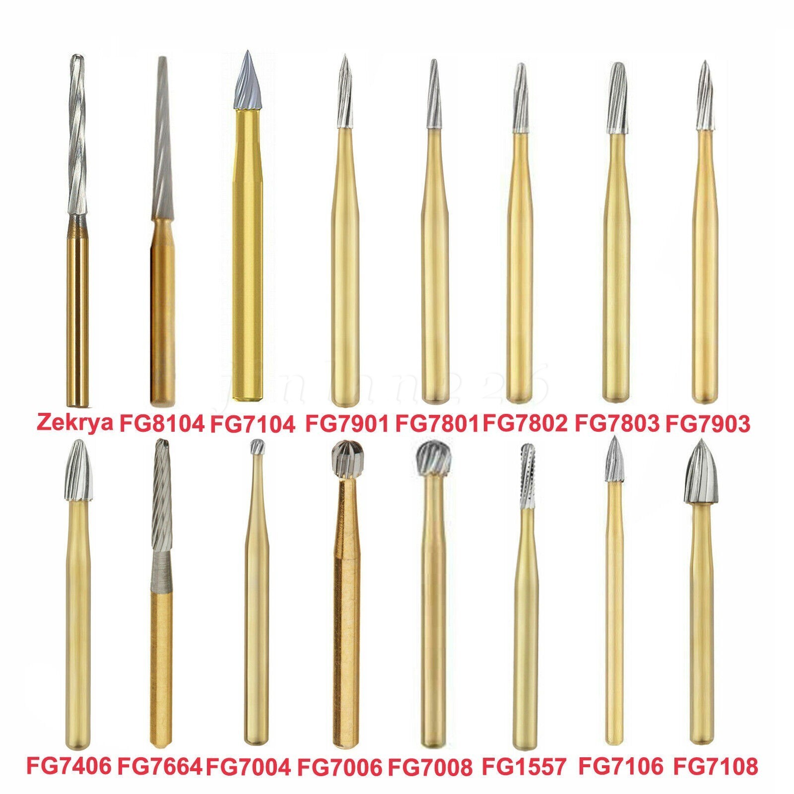 10x Dental Trimming Finishing Polishing Gold Carbide Bur High Speed FG 1.6mm