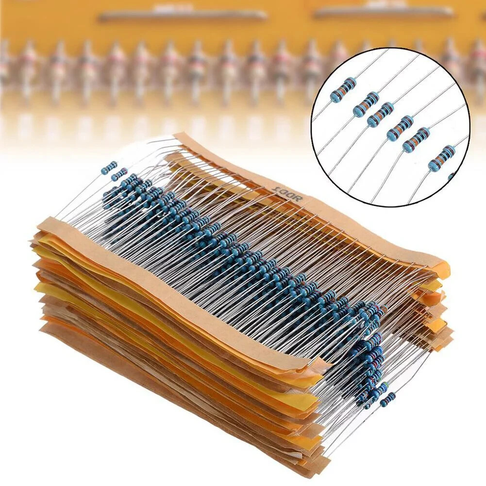 600Pcs 60 Values 1% 1/4W Resistor Kit 0 Ohm-10M Ohm Metal Film Resistors Kit