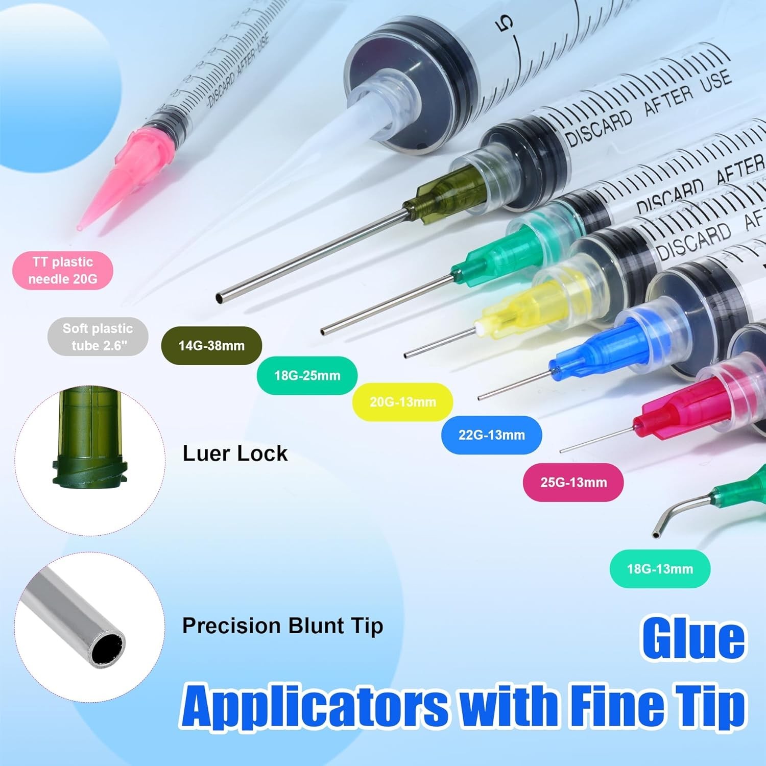 10ml Glue Applicator Syringe with 14G/16G/18G Blunt Tips – For Ink, Epoxy, Cra