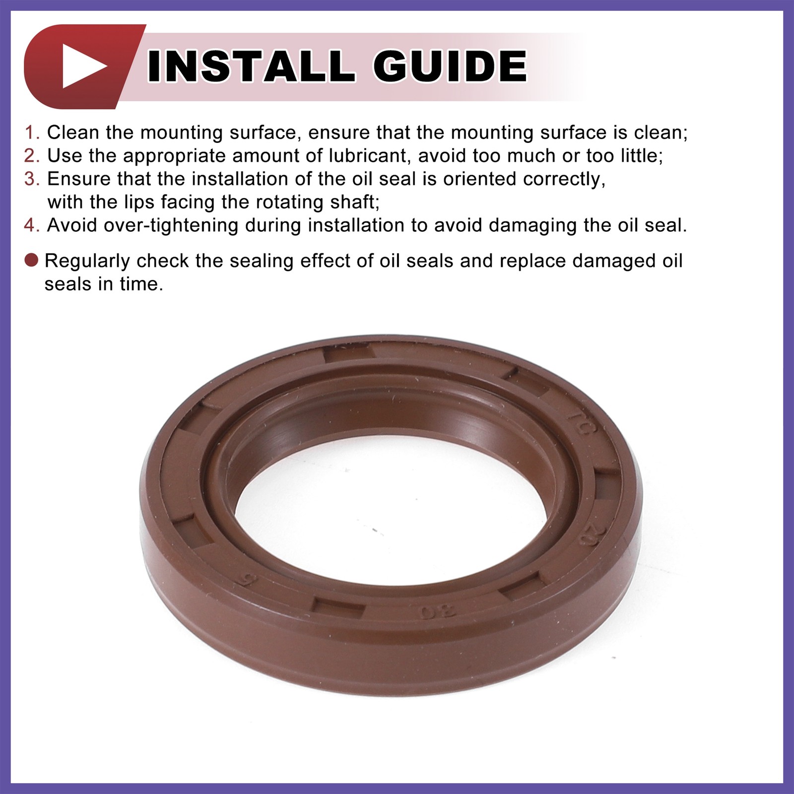 Oil Seal Seal Ring Rotary Shaft Seals FKM Rubber 20x30x5mm Brown 2Pcs