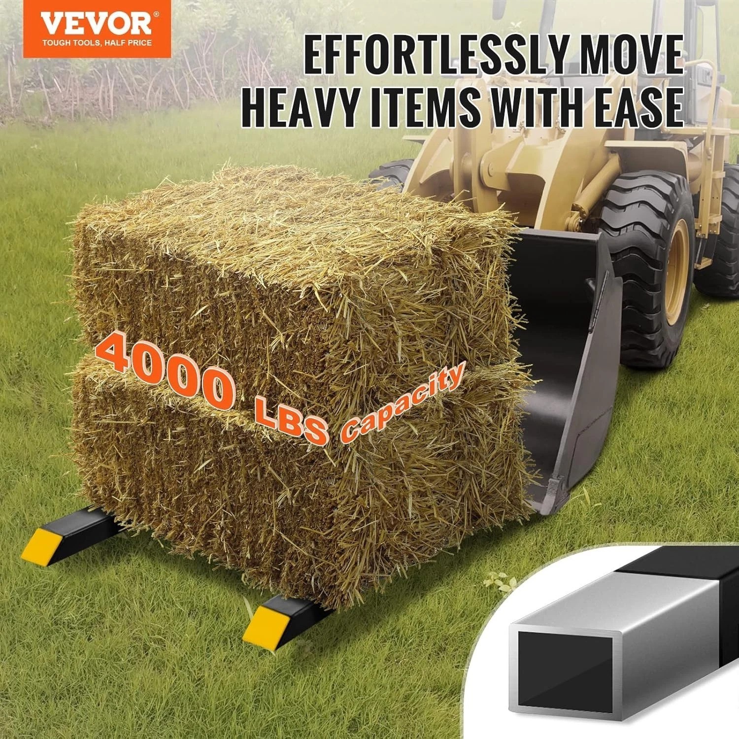 Alloy Steel Pallet Forks 60″ – 4000 lbs Capacity with Easy Clamp Installation