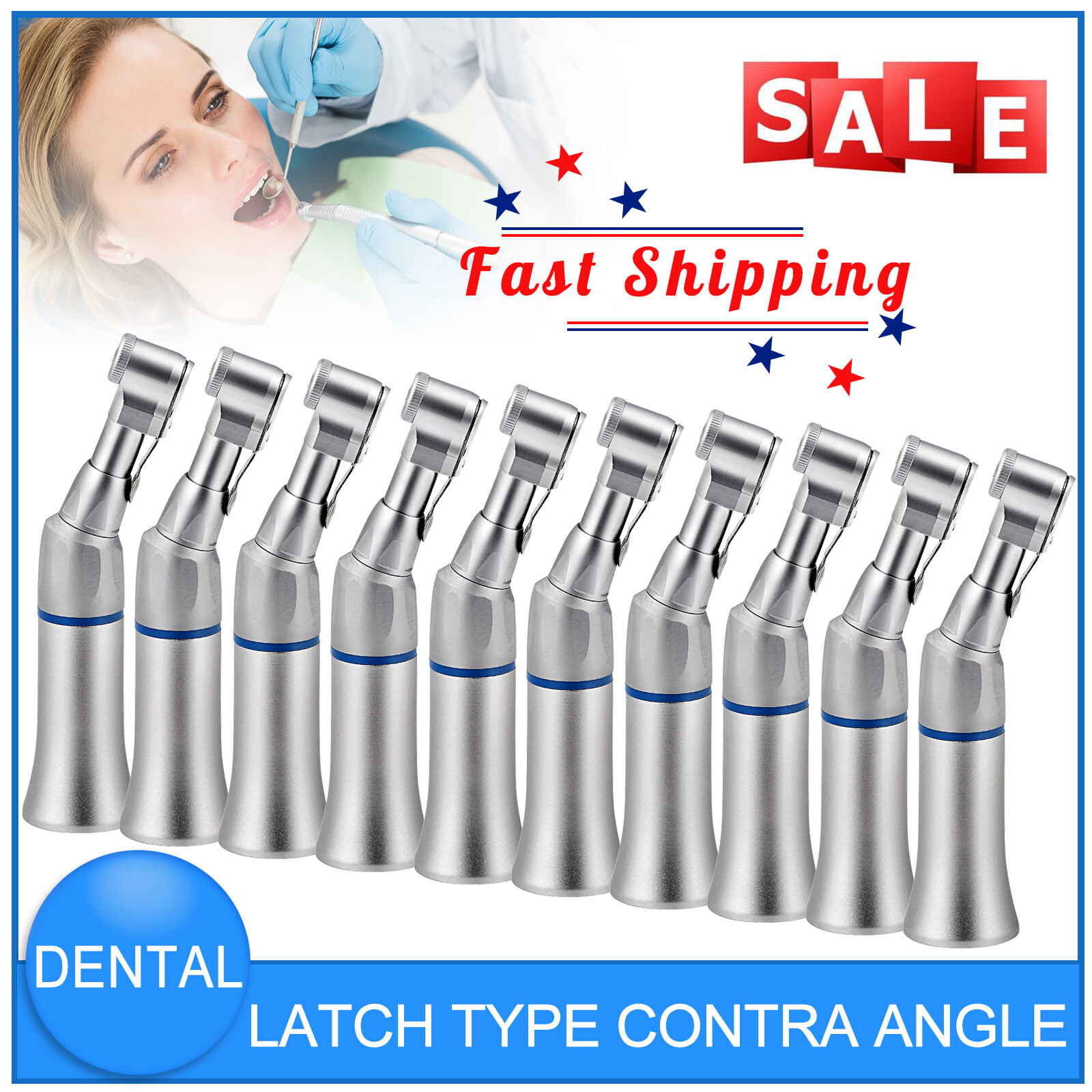 10 Pcs Dental Low Speed Contra Angle Handpiece E-type Latch Type Wrench Bur