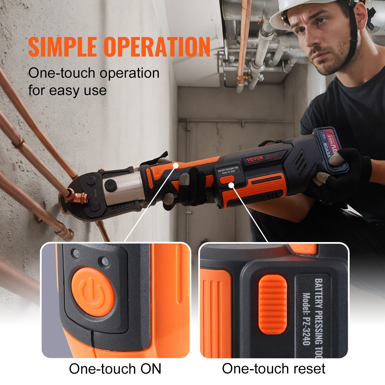 VEVOR 1/2″-2″ Pro Press Tool Pipe Crimping Kit with 6 Jaws DC18V PZ-3240