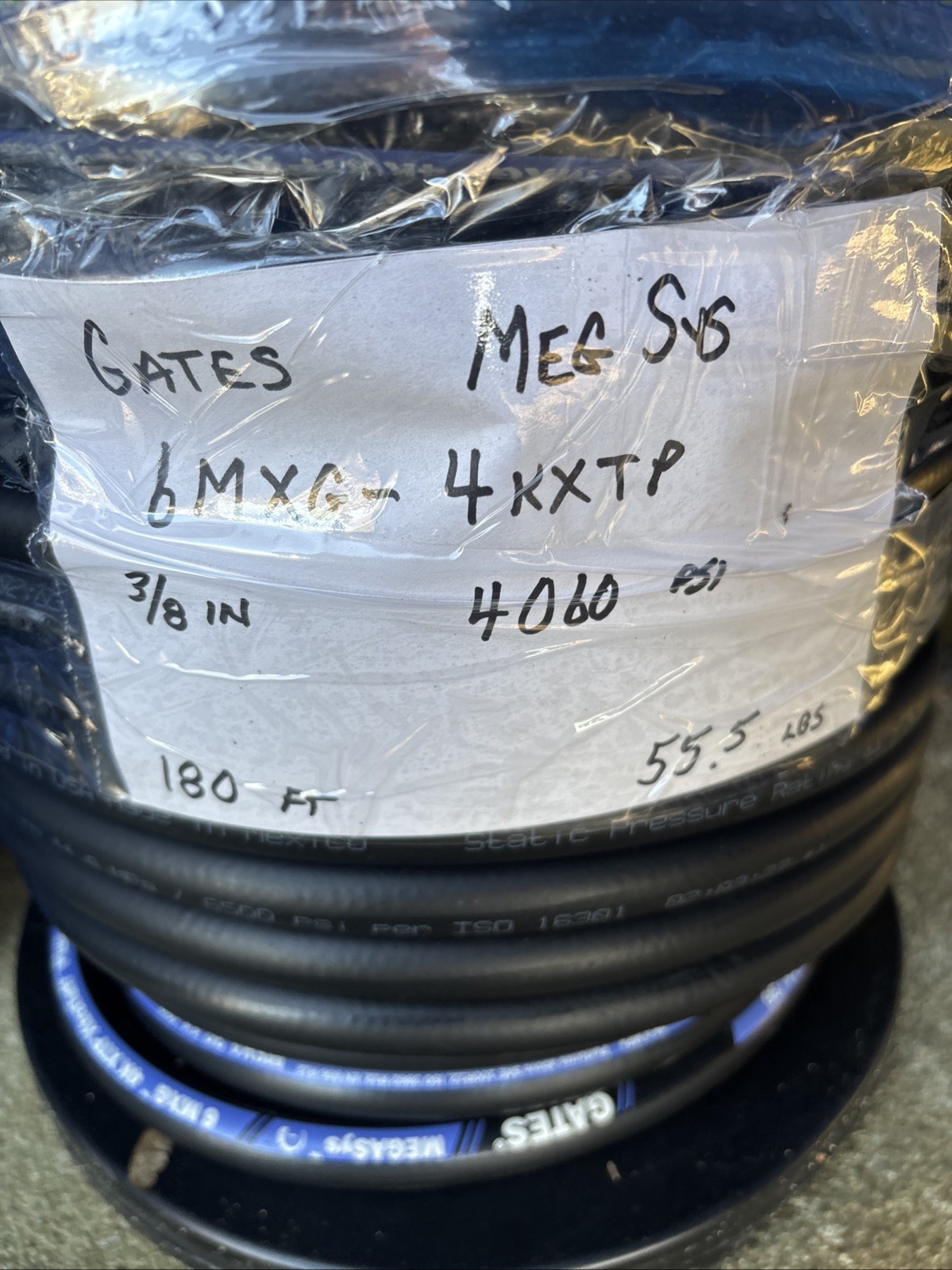 Gates 6MXG-4KXTP Hydraulic Hose 3/8in 4060psi. ( 180 feet )