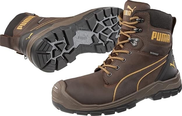Puma Men’s 630915 Conquest 7″ Brown Waterproof Zip Soft Toe Work Boots Size 12