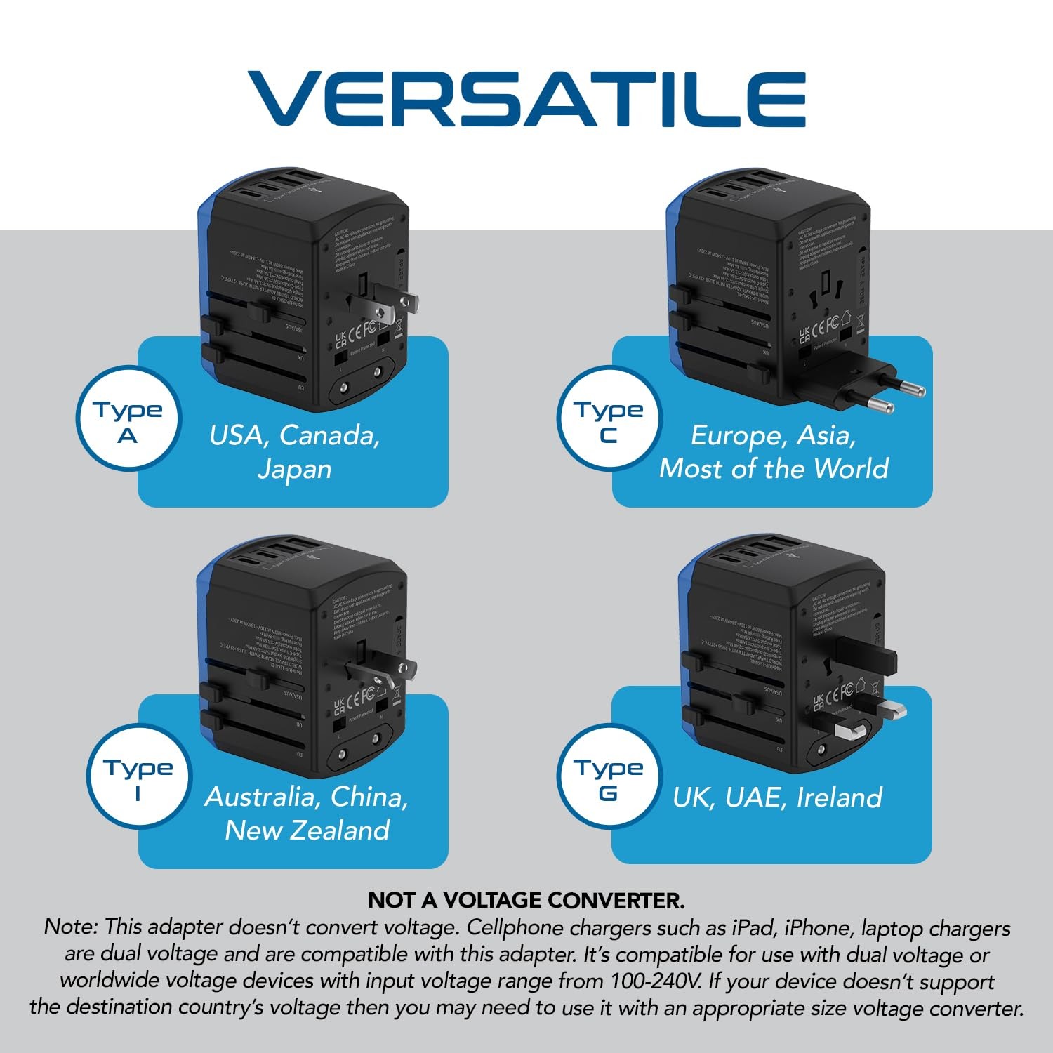 Ceptics Universal Travel Adapter, 5 in 1 Universal Laptop Charger with 2X USB…