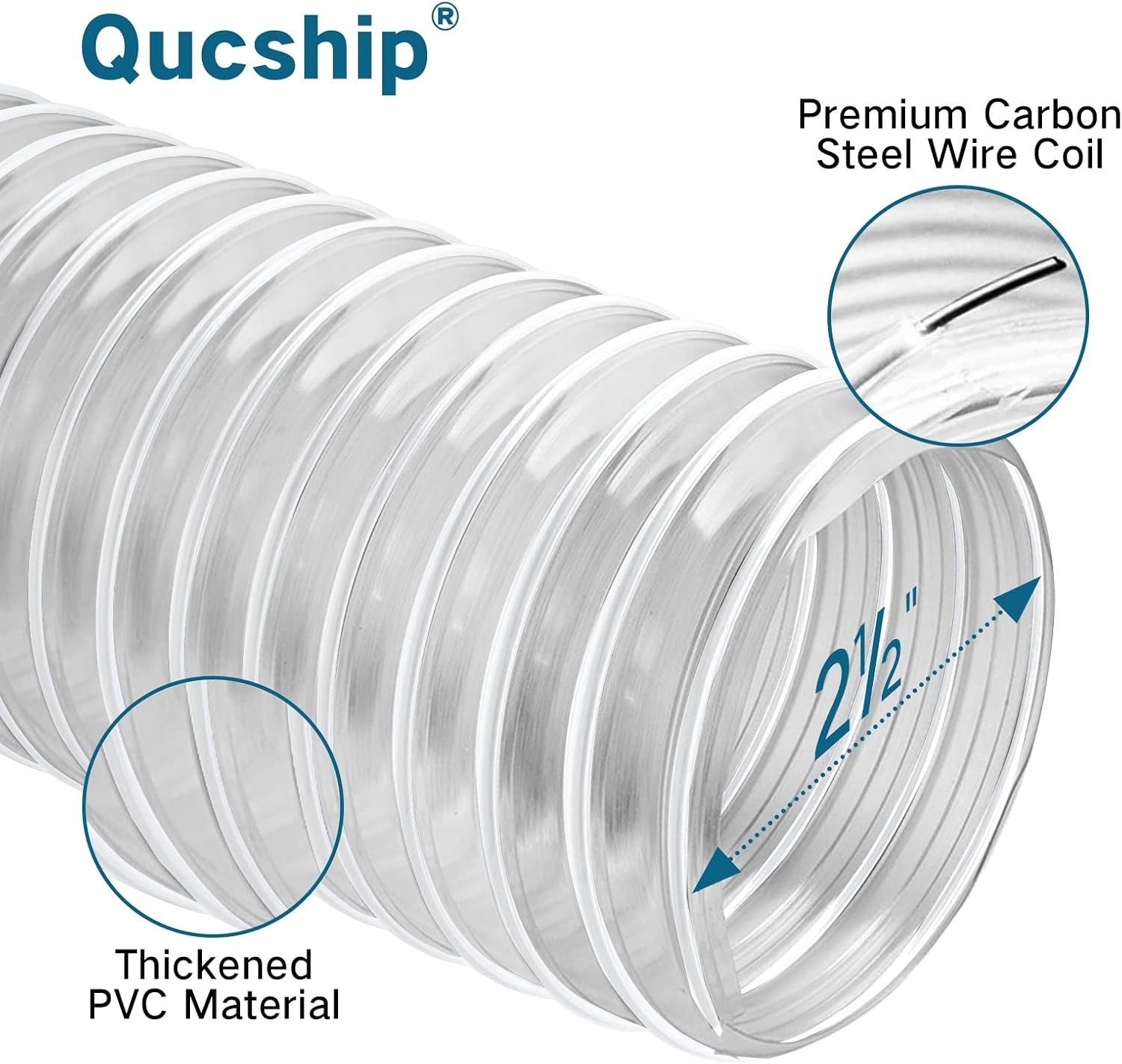 Heavy PVC Dust Collection Hose 2 1/2″ X 20′, Puncture Resistant PVC Dust Collect