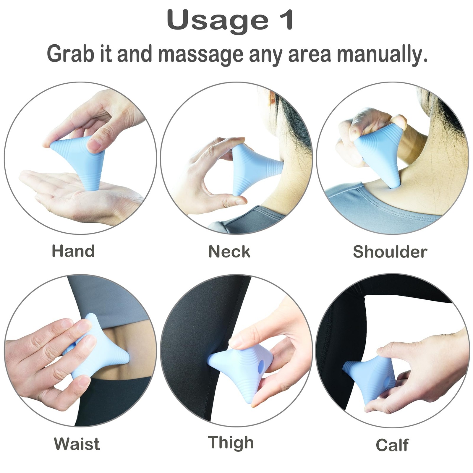 AmazCare Trigger Point Massage Ball Manual Massager Tool 2.8”×2.9”. Blue