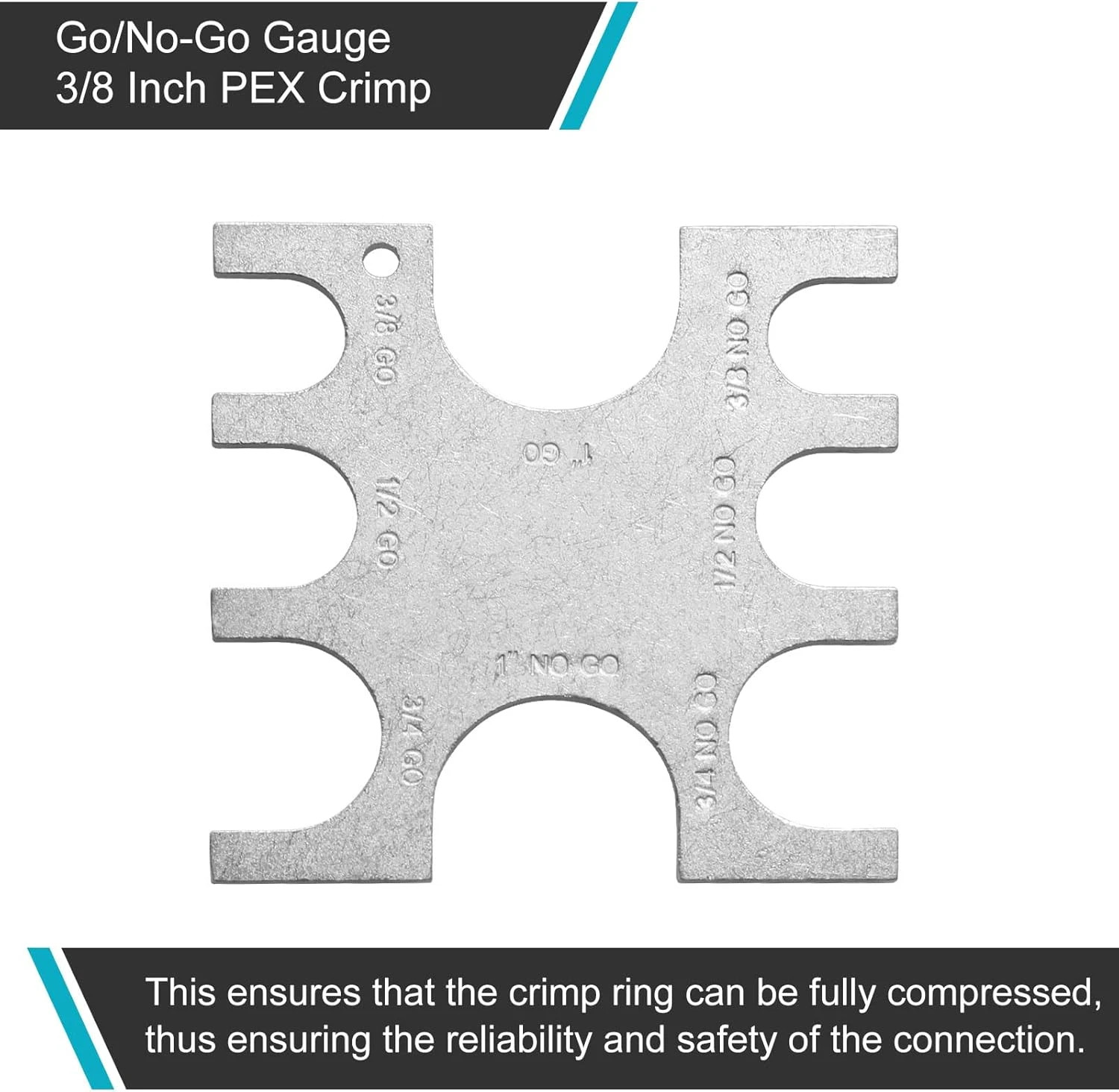 23080 PEX Crimp Tool Go/No-Go Gauge, 3/8 Inch Plumbing Fittings for Sharkbite, P