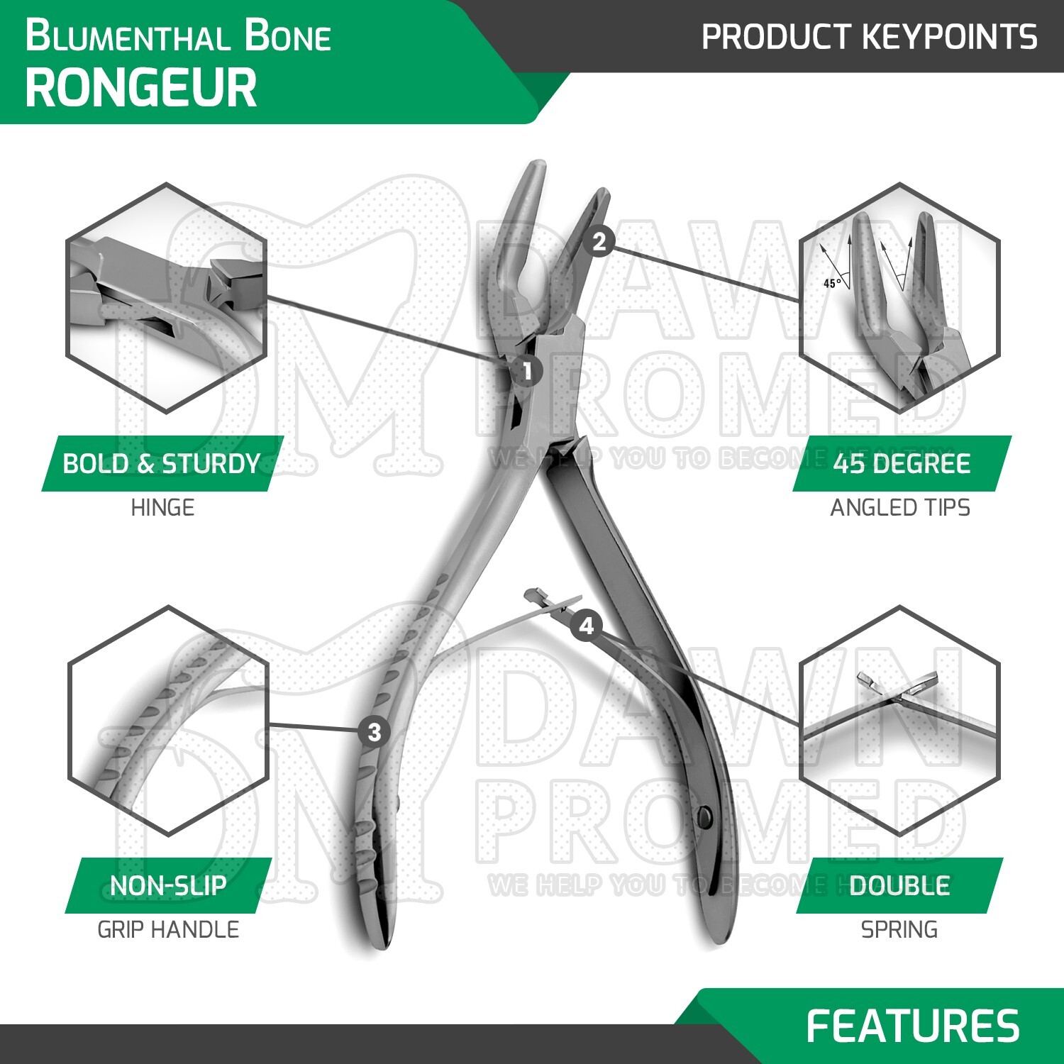 Blumenthal Bone Rongeur 45 Degree 6″ Surgical Dental Instruments German Grade
