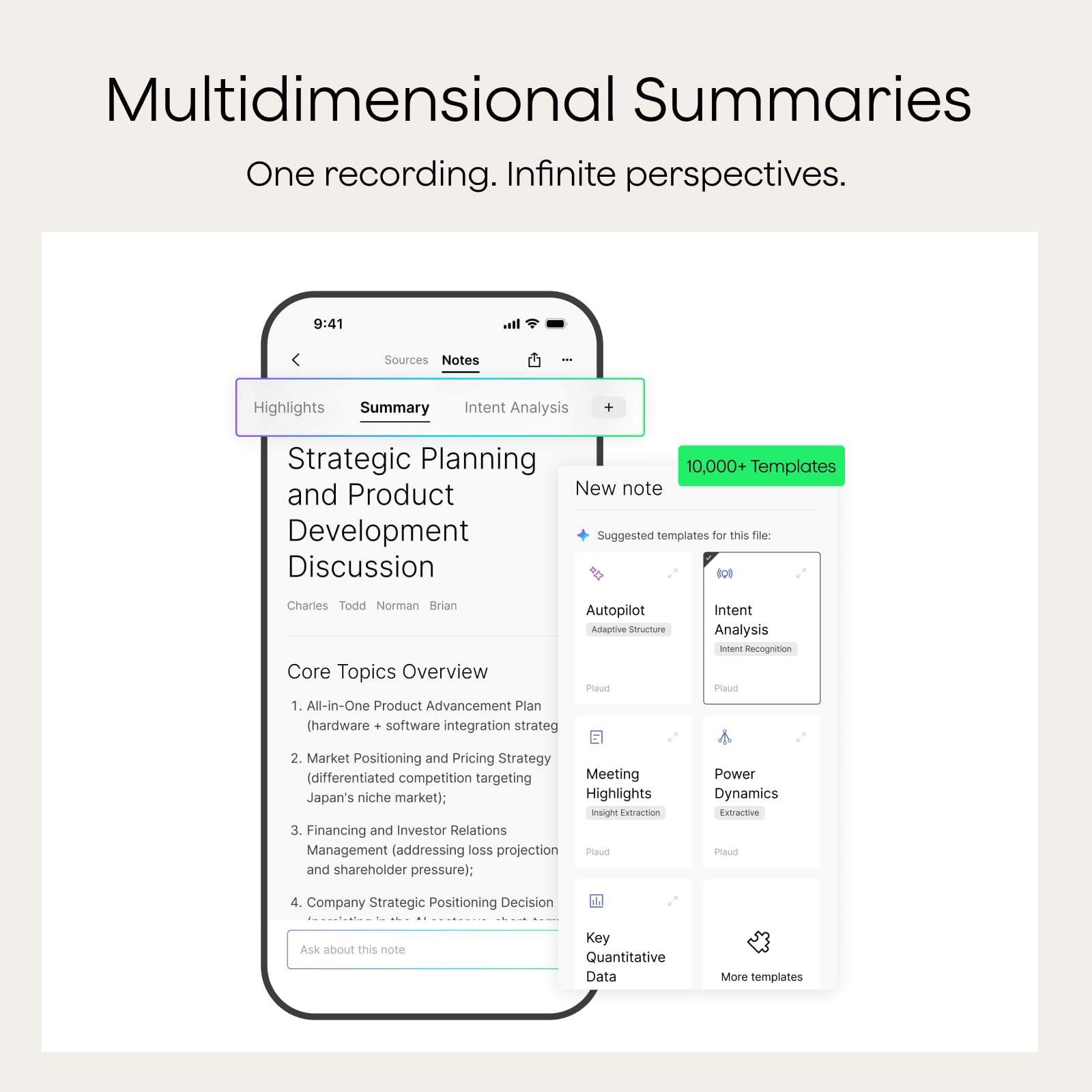 Note AI Voice Recorder, Note Taker w/Case, App Control, Transcribe & Summariz…
