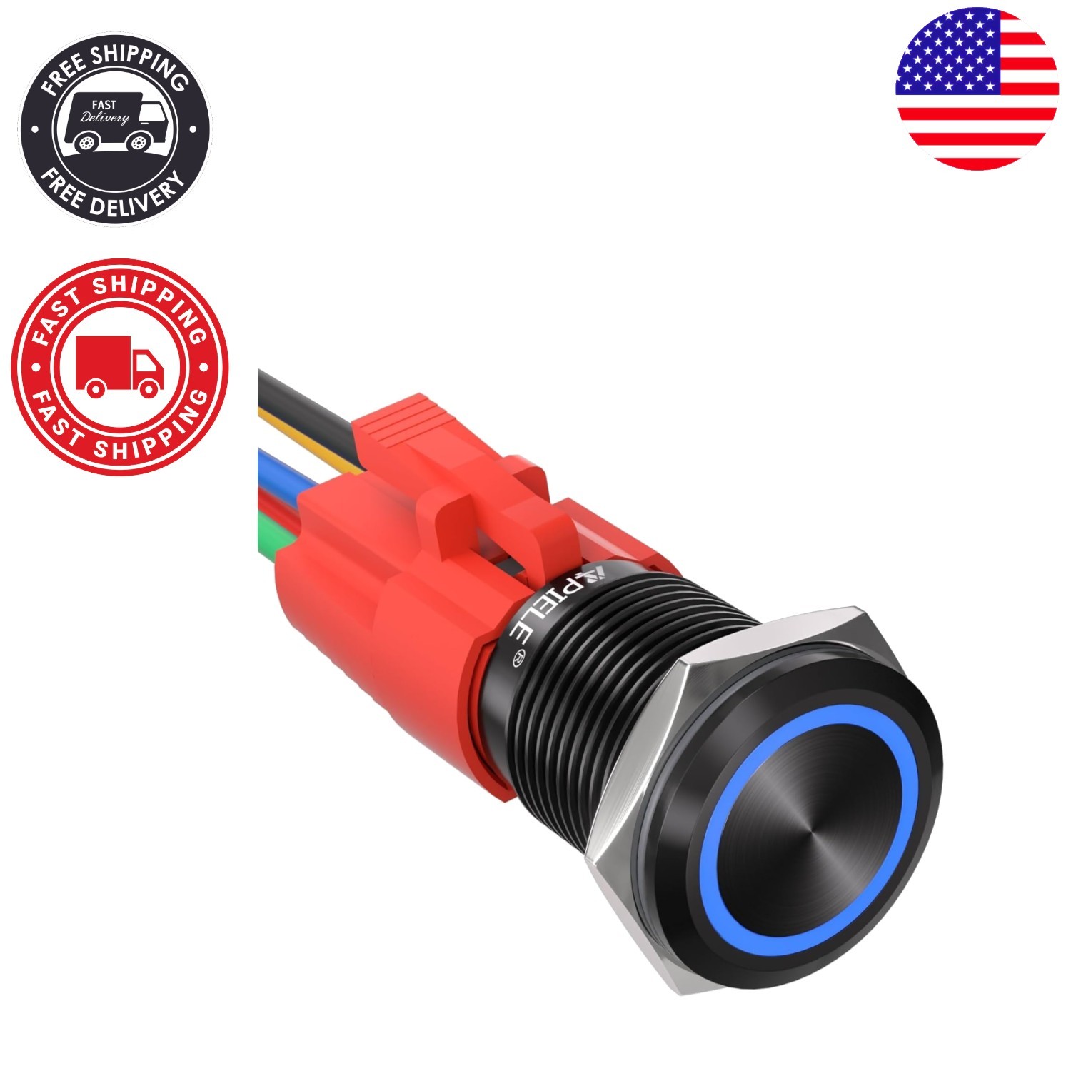 High-Quality 12V Waterproof Push Button Switch with LED Indicator – Black Shell
