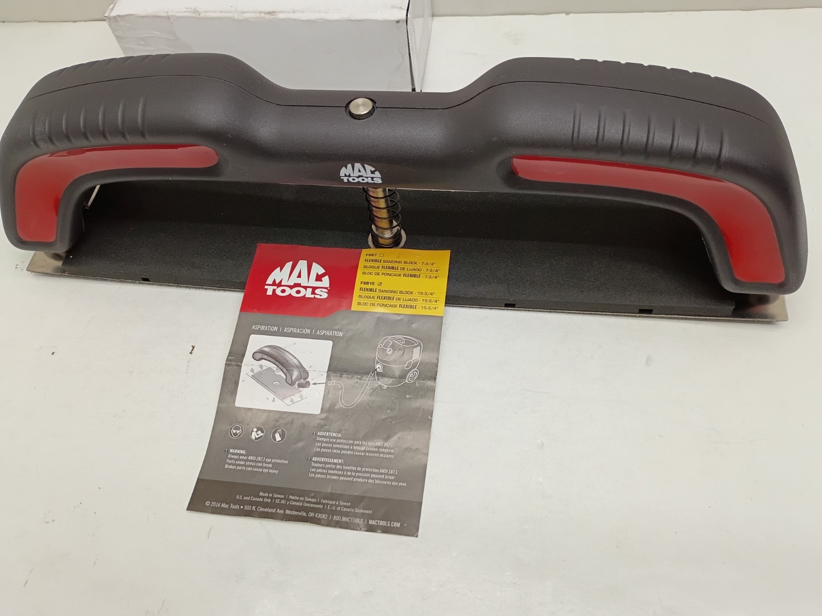 MAC Tools FSB15 15-3/4 Flexible Sanding Block Vacuum Dust Extraction New