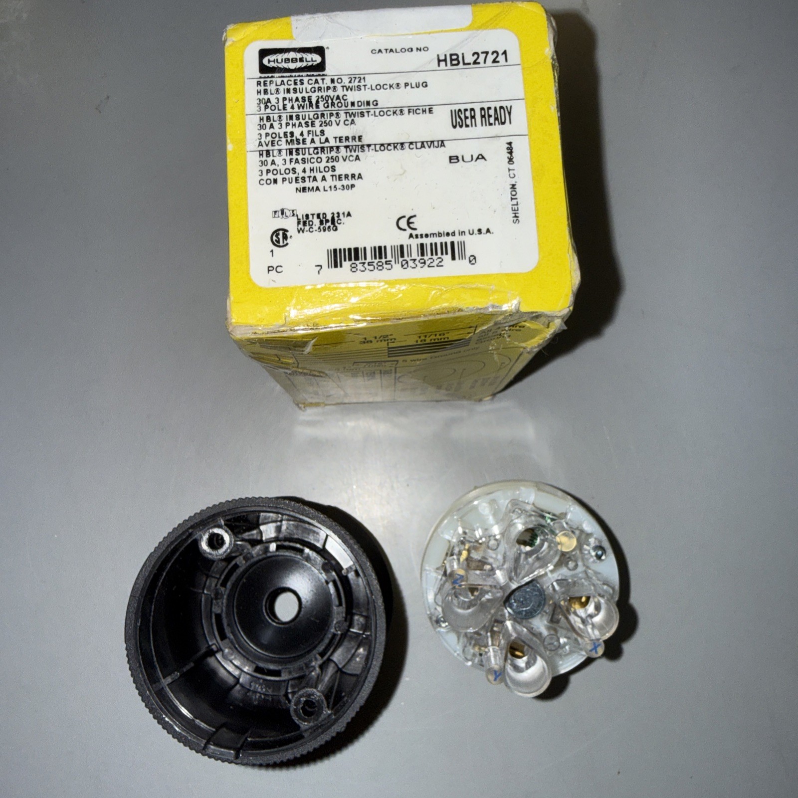 Hubbell HBL2721 Twist-Lock Plug 30A 250V 3 Phase NEMA L15-30P