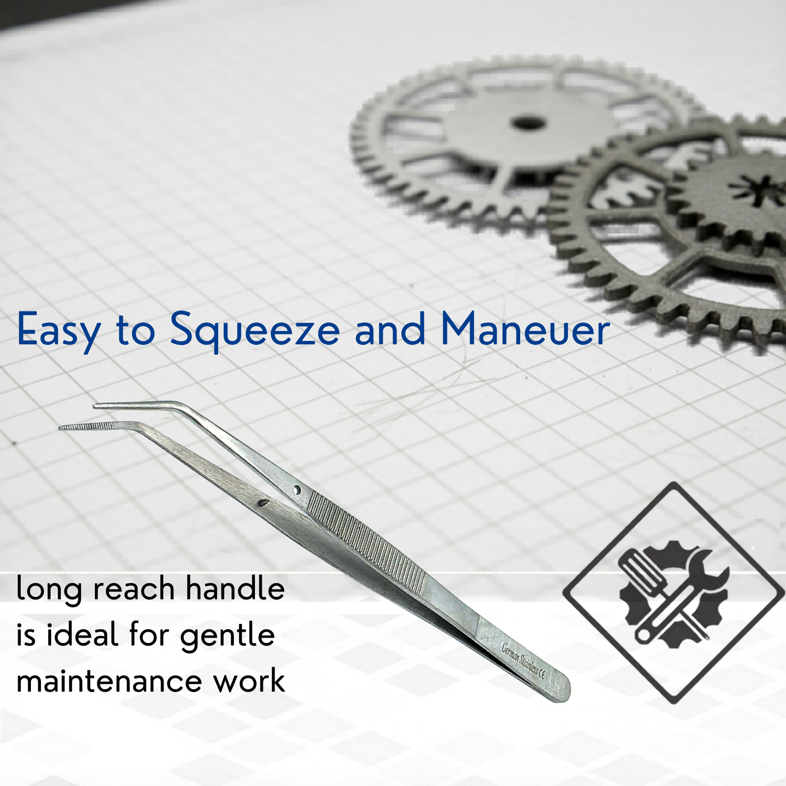 6″ Angled Tweezers Serrated Tips Stainless Steel Tool for Electronics Repair