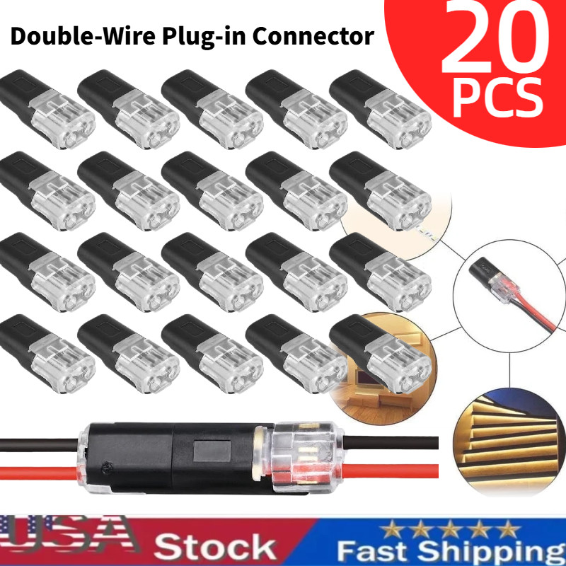 NEW Double-Wire Plug-in Connector, Cable Clamp with Locking Buckle, AWG 18-22