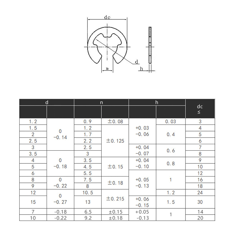 Retaining External Circlip Stainless Steel E Clips Snap Clip Circlip 2mm to 12mm