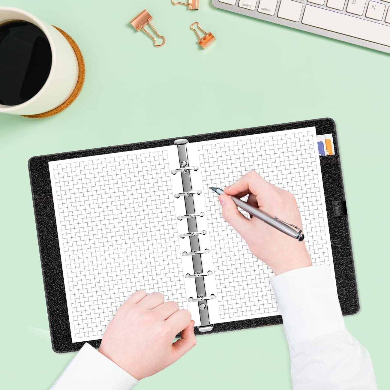 A5 Grid Refill Paper 7Hole Graph 100Sheets/200Pages 100gsm 5.8×8.3 Inch