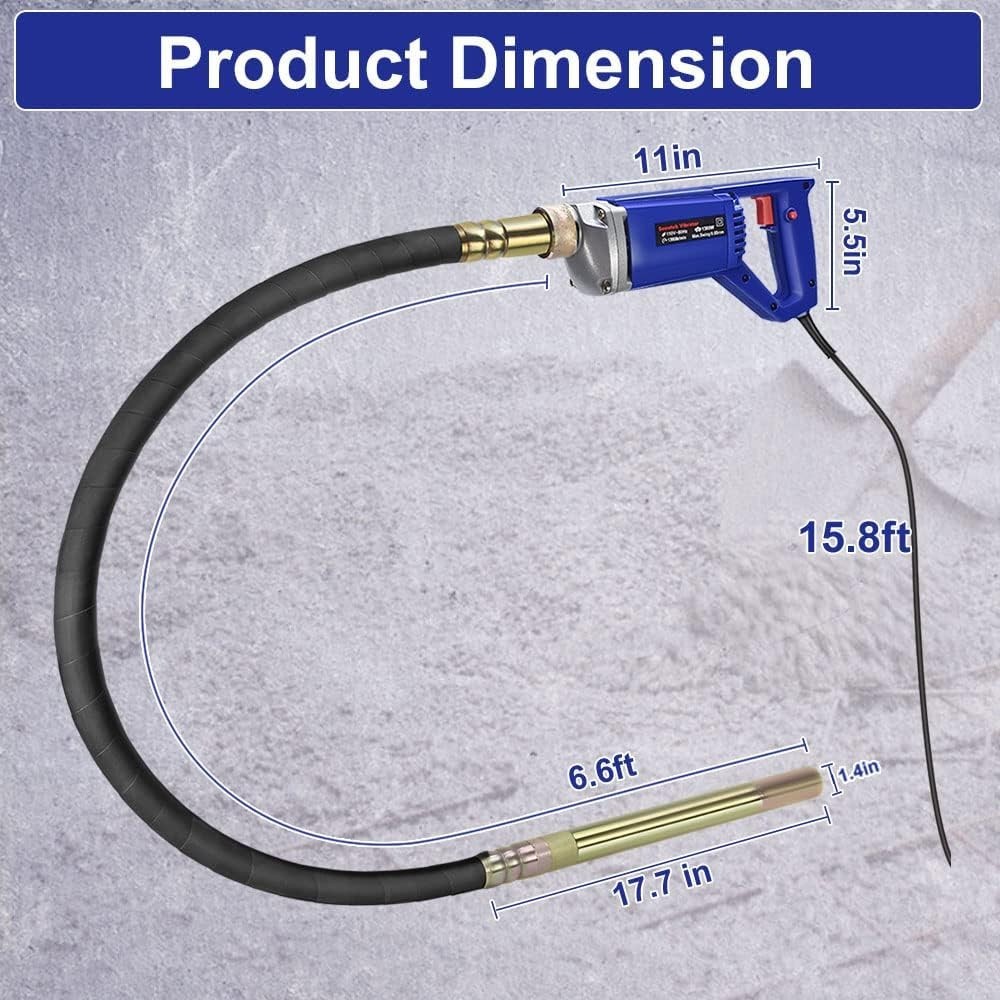 Portable 13000 VPM Concrete Vibrator – 6.6ft Length, Lightweight Design