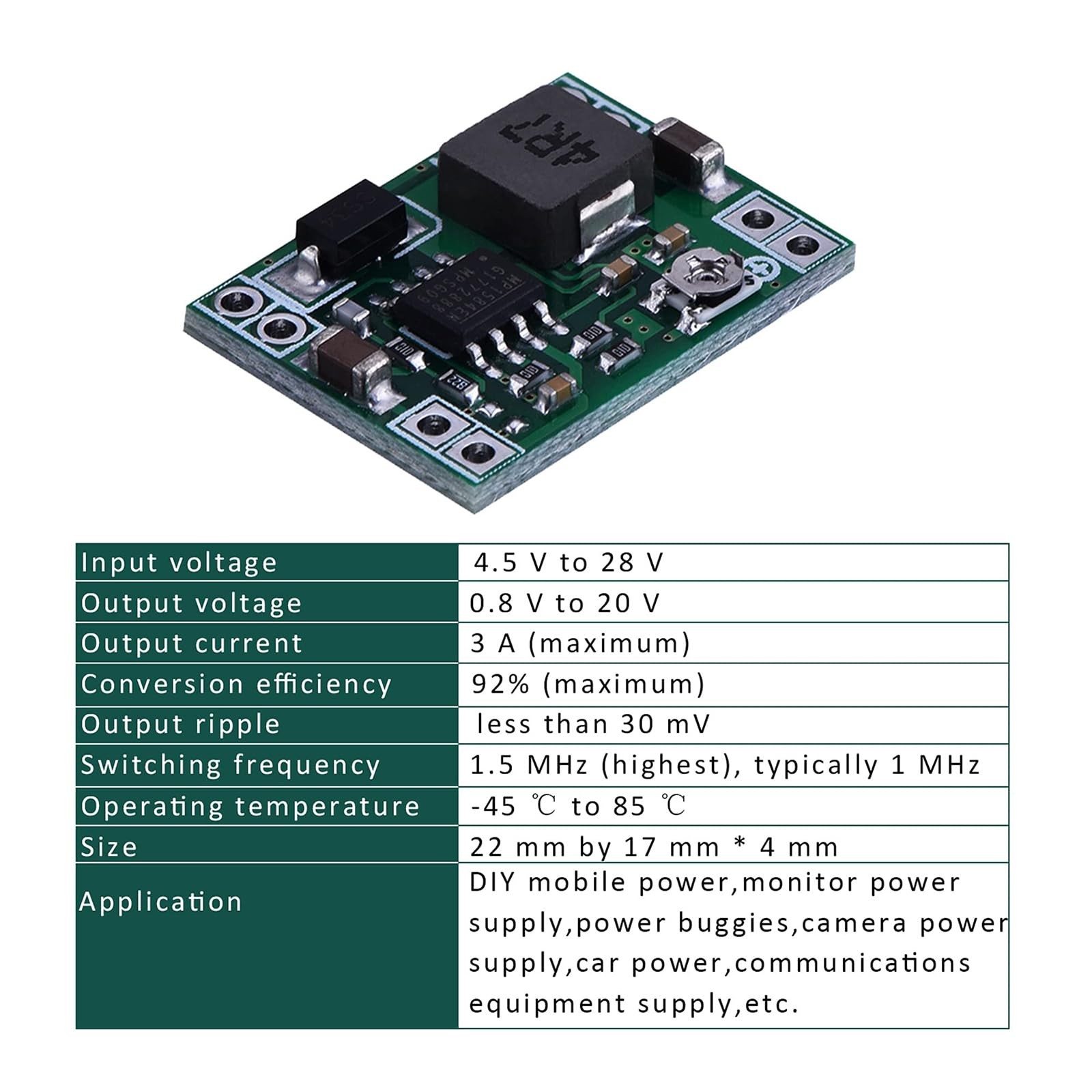 6 PCS Mini MP1584EN DCDC Buck Converter Adjustable 24V To 12V/9V/5V/3V 3A