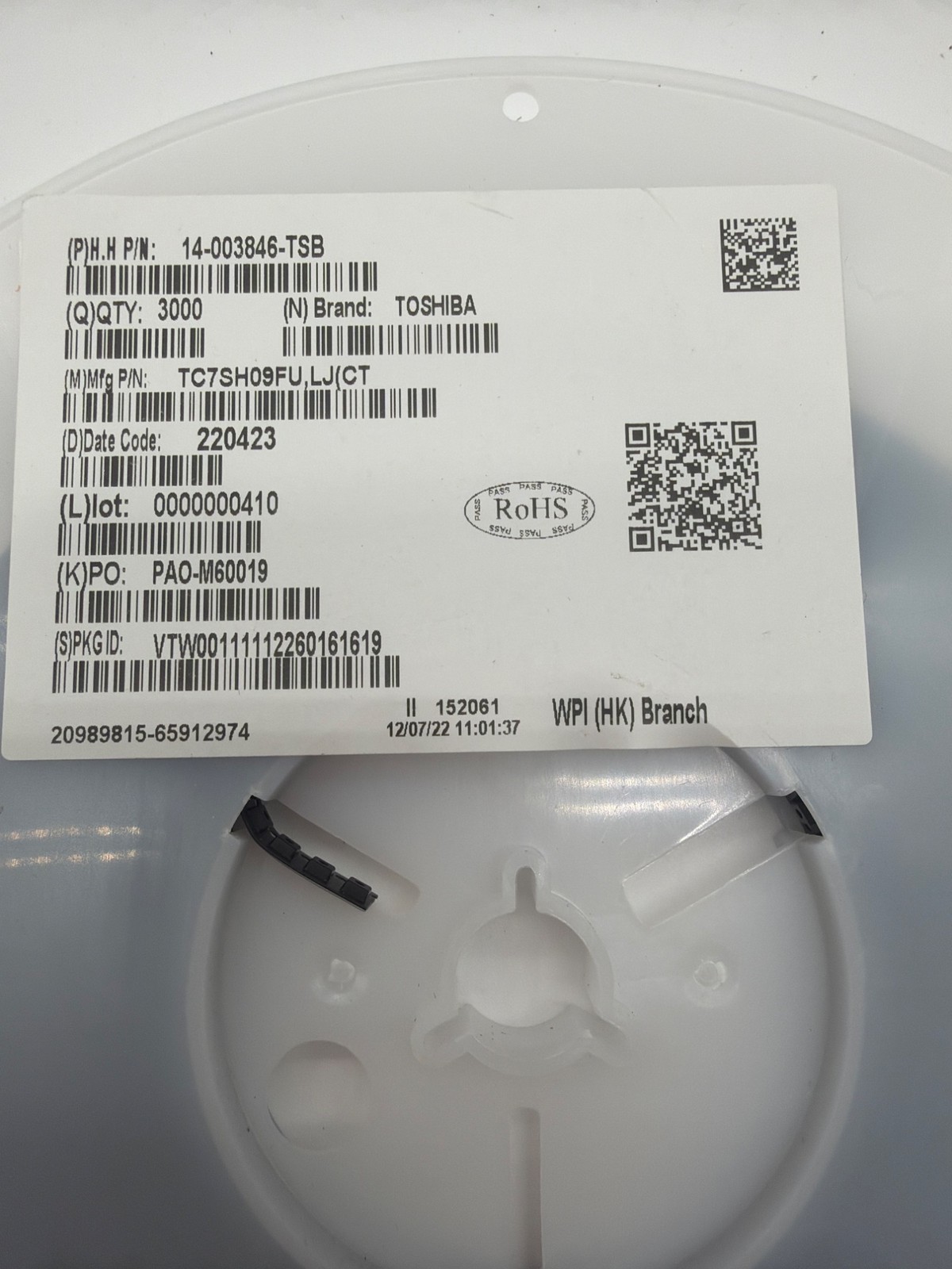 Toshiba TC7SH09FU Logic IC Partial Reel ~1000pcs SMD Open Box RoHS 2022