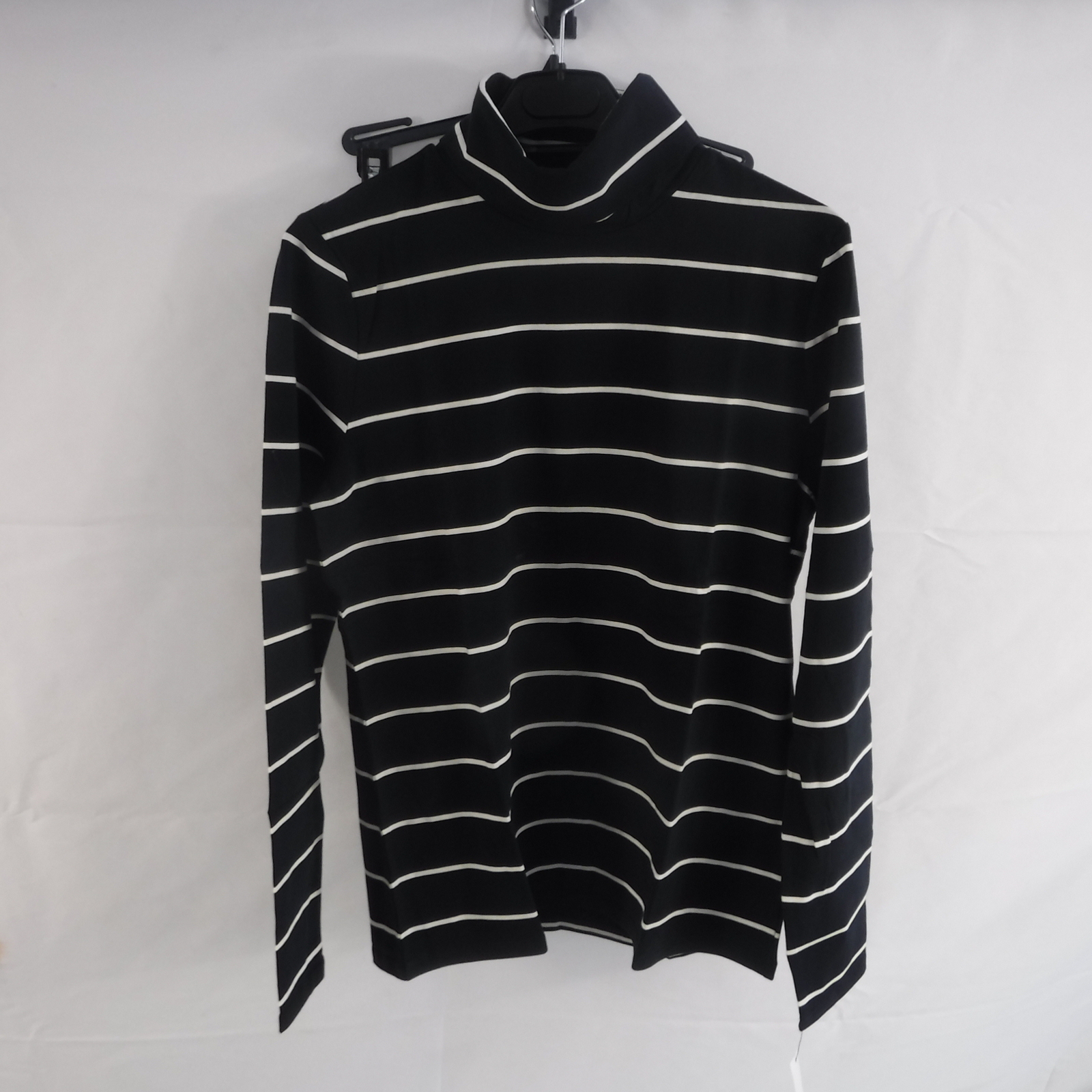Talbots Women’s Cotton Turtleneck -Nice Stripe Black & Ivory Size Medium NWT