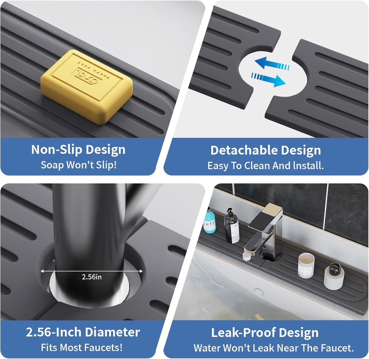 Kitchen Faucet Mat, Diatomite Sink Faucet Mat Splash Guard for Kitchen, Water