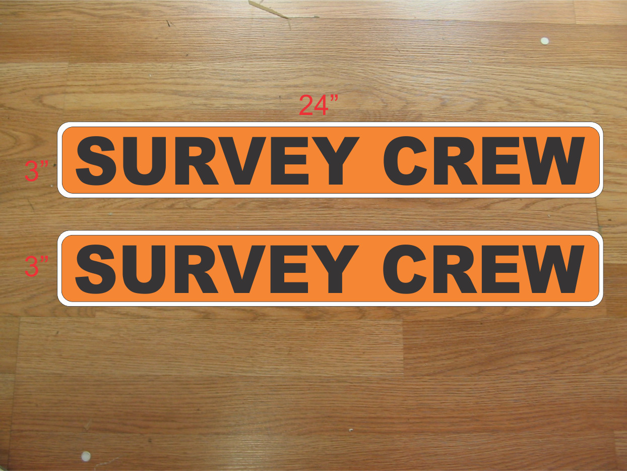 Orange & Black SURVEY CREW Magnetic Signs 3″x24″ 1 Pair for Car Truck Van SUV