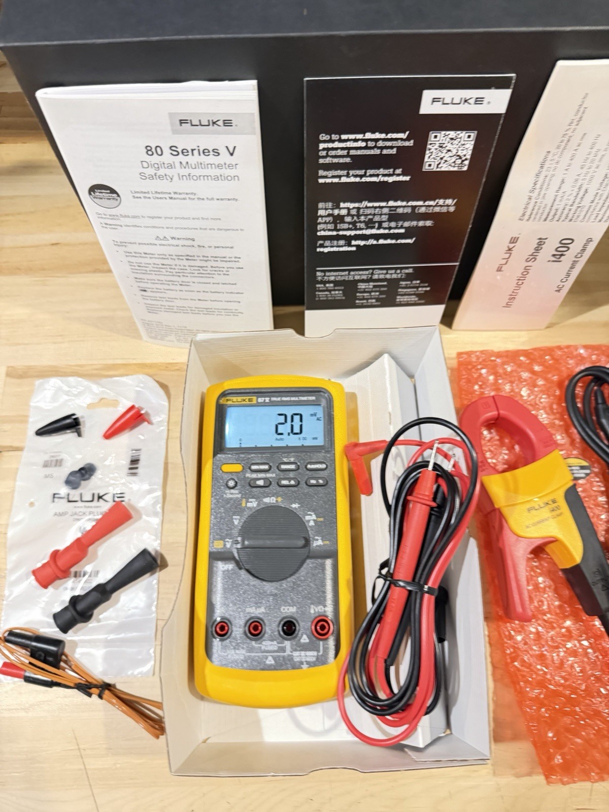 FLUKE 87V/IMSK INDUSTRIAL MULTIMETER SERVICE KIT W/ i400 AC CURRENT CLAMP