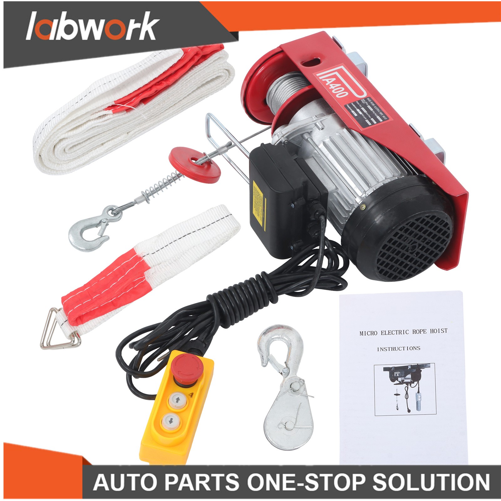 Labwork 880lbs Electric Hoist 110V 980W with 14FT/4.2m Wired Remote Control