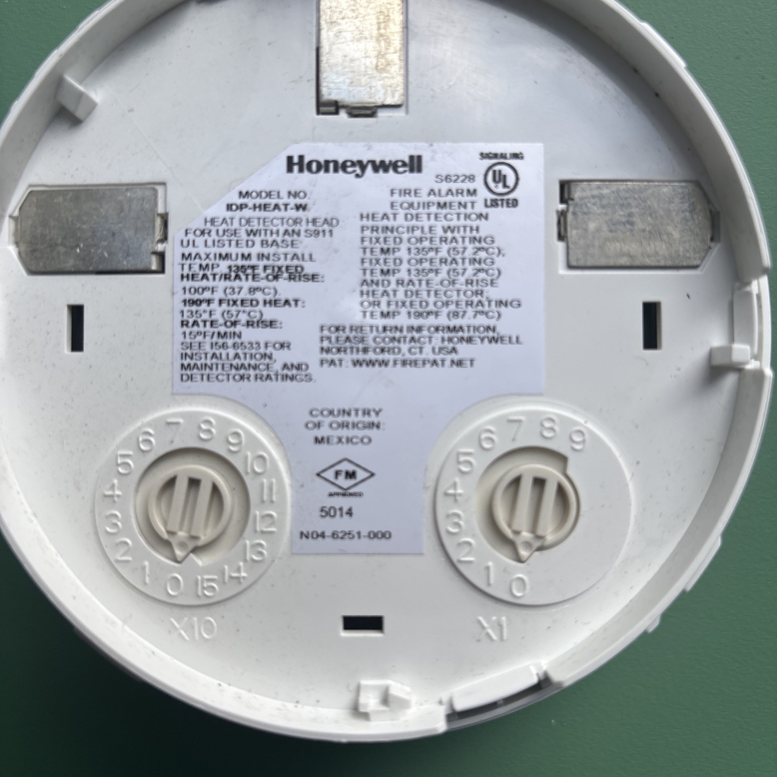 IDP-HEAT-W – Silent Knight Farenhyt Heat Detector – Used, Tested