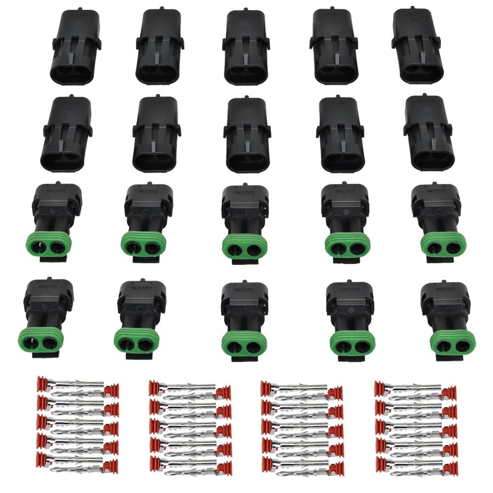 MUYI 10 Kit 1 Pin Weather Pack Connector for 20-14 AWG Wire Harness 2.5mm Series