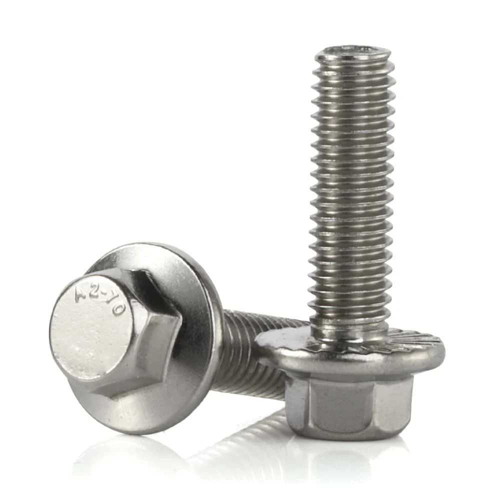 M6-1.0 X 20Mm Flanged Hex Head Bolts Flange Hexagon Screws, Stainless Steel 18-8